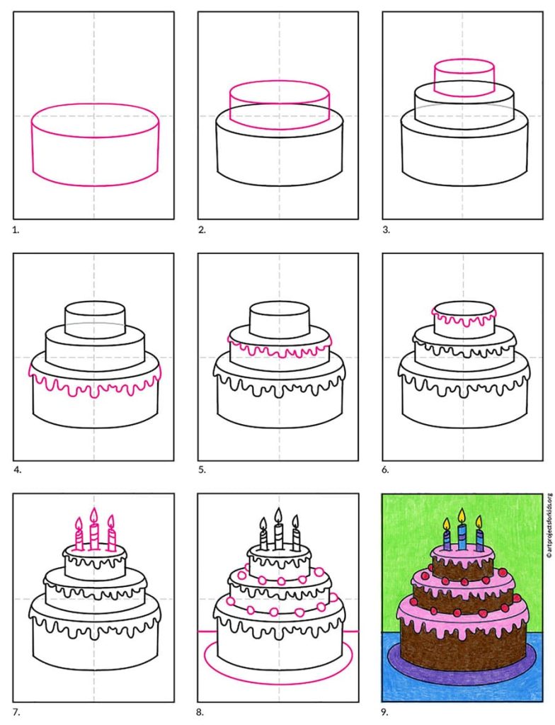 How to Draw a Birthday Cake,Birthday Cake,Draw